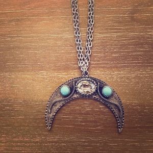 Vanessa Mooney Double-Chain Crescent Moon Necklace